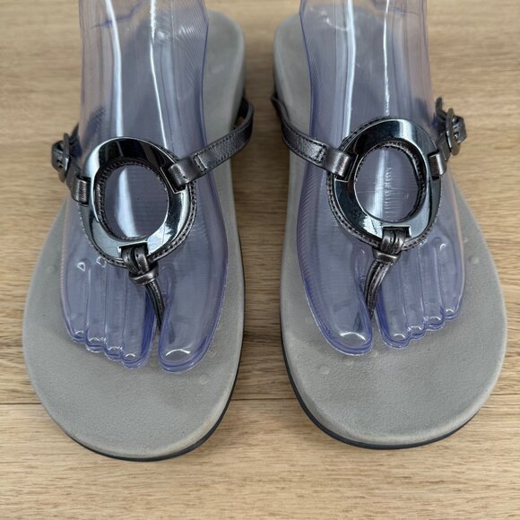 Vionic Rest Karina Backstrap Thong Sandal Size 10 Pewter Silver Supportive Comfy - Picture 2 of 13